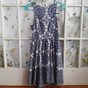 White and blue dress